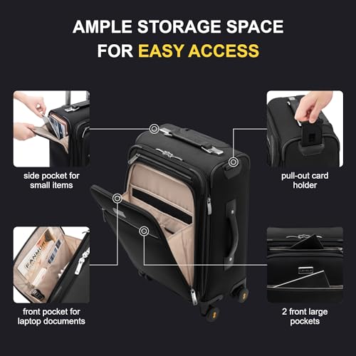 Carry On Luggage with Laptop Compartment 20" Softside Suitcase