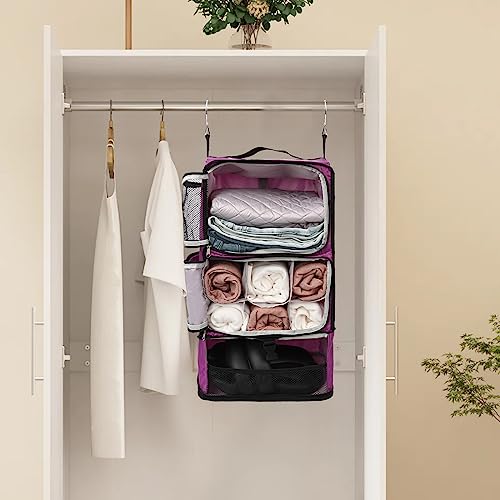 Travel Portable Hanging Shelves Closet Organizer Packing Luggage Storage with Multifunctional and Foldable Invisible Compartment