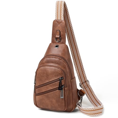 7L Crossboydy Sling Bag for Women Vegan Leather Crossbody Purse Fanny Pack Chest Bag for Travel