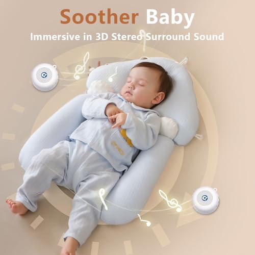 Portable Noise Machine Baby Battery Sound Machine with 30 Soothing Sounds Mini White Noise Machine 32 Volume Level Sleep Machine for 3D Surround Noise Machine for Kid Adult Home Travel