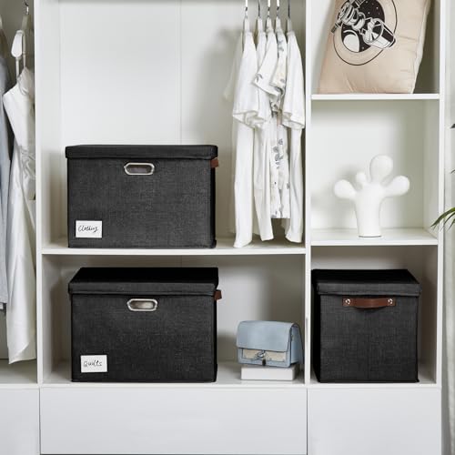 17" Large Fabric Storage Box with Lids (3 Count)
