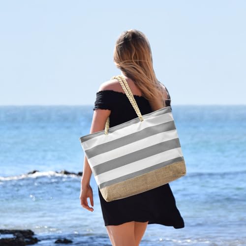 Beach Bag Initial Beach Tote with Makeup Bag for Travel