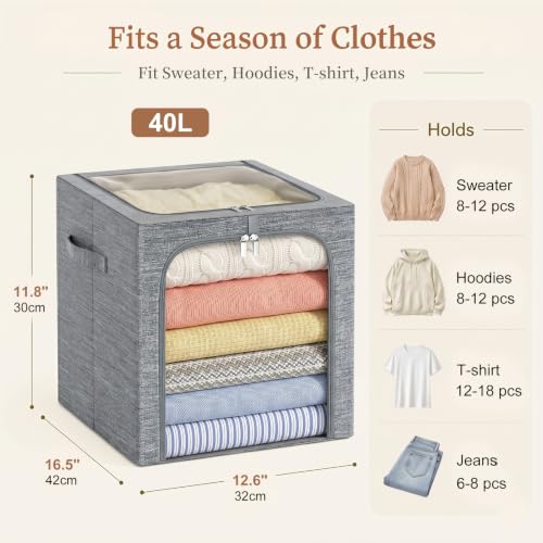 Clothes Storage Bins with Metal Frame for Closet (6 Count)