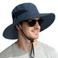 Sun Hats for Men Women Wide Brim UPF 50+ UV Hat Blue