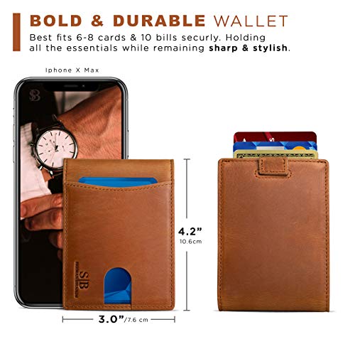 RFID Blocking Slim Bifold Genuine Leather Thin Minimalist Front Pocket Wallets for Men Billfold Wallet Men Gift