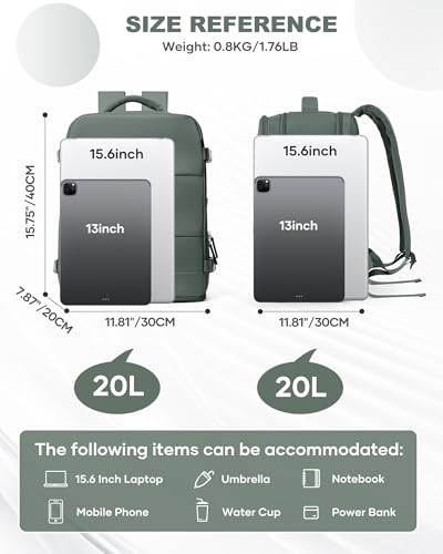 Travel Backpack Carry On for Women Man Gym Backpack with Laptop Compartment Mochila de Viaje Teacher Personal Item Backpacks Rucksack Airplane Accessories Must Haves Olive Green Small