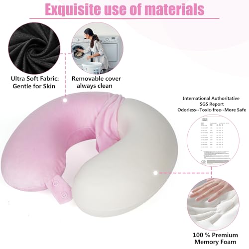 Travel Neck Pillow 100% Pure Memory Foam Airplane Pillow for Head Support