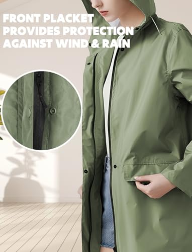 Waterproof Rain Poncho for Women Packable Hooded Raincoat with Pocket