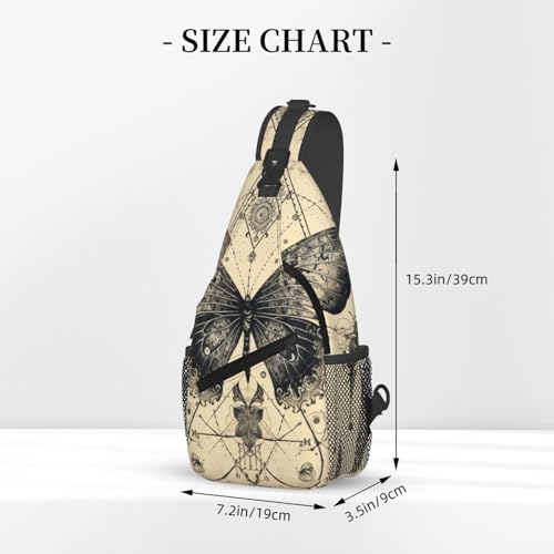 Sling Bag Butterfly Goth Vintage Tarot Hiking Daypack Crossbody Shoulder Backpack Travel Chest Pack for Men Women