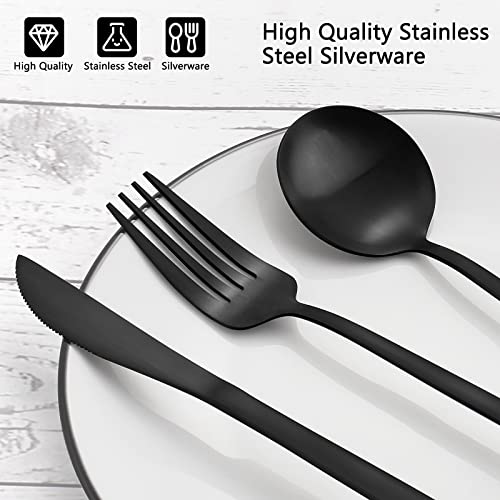 Matte Black Silverware Set (4 Count)