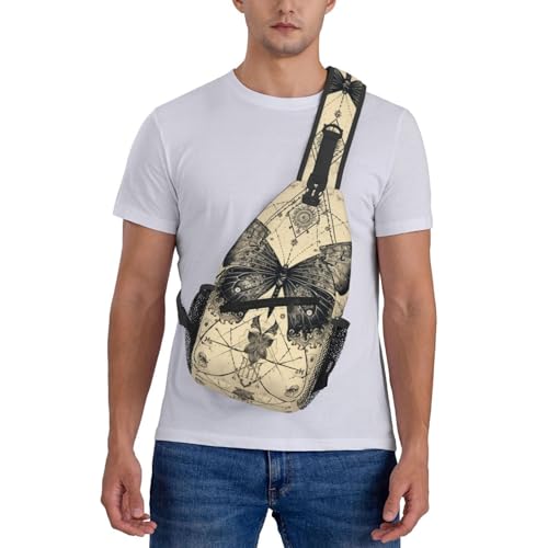 Sling Bag Butterfly Goth Vintage Tarot Hiking Daypack Crossbody Shoulder Backpack Travel Chest Pack for Men Women