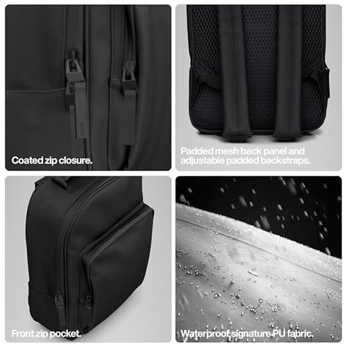 Book Daypack Black Waterproof Laptop Backpack for Men and Women
