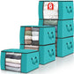 6 Pack Storage Bags for Clothes Blanket Storage Bins with Lids (6 Count)