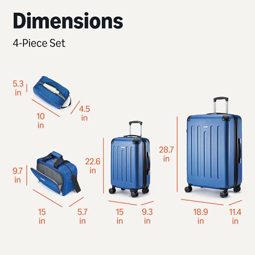 4 Piece Hardside Luggage Set with Multidirectional Spinner Wheels (4 Count)
