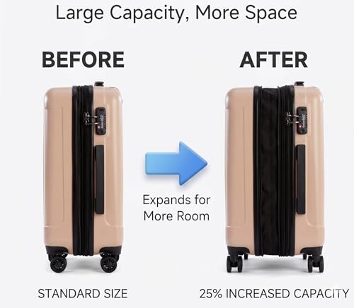 Expandable Hardside Carry on Luggage with Double Spinner Wheels