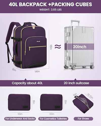 40L Travel Backpack Flight Approved Carry on Backpack