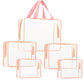 5Pcs Crystal Clear PVC Travel Toiletry Bag Kit for Women Men