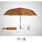 Folding Umbrella Lux Hardwood Handle Herringbone Gold Flame