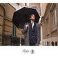 Folding Umbrella Real Wood Handle Auto Open Close Black