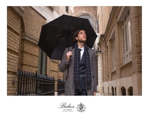 Folding Umbrella Real Wood Handle Auto Open Close Black