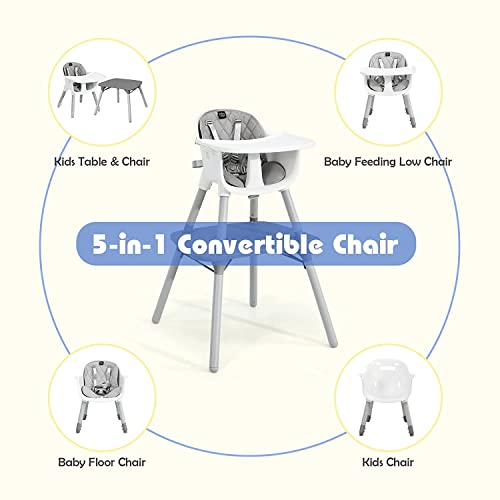 High Chair 5 in 1 Convertible Highchair for Babies & Toddlers