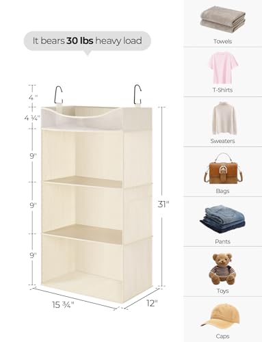 3 Shelf Hanging Closet Organizer with Half Compartment