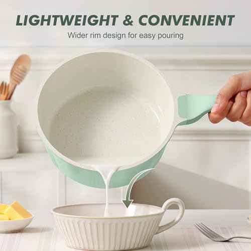 Ceramic Nonstick Saucepan with Lid 1.5 QT