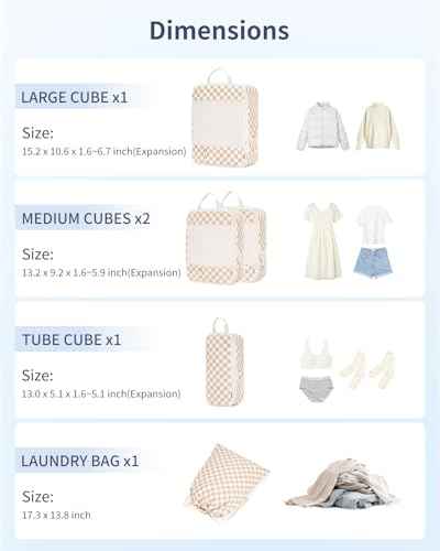 5 Set Compression Packing Cubes for Travel