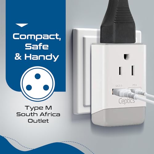 South Africa Power Plug Adapter Travel QC 3.0 & PD