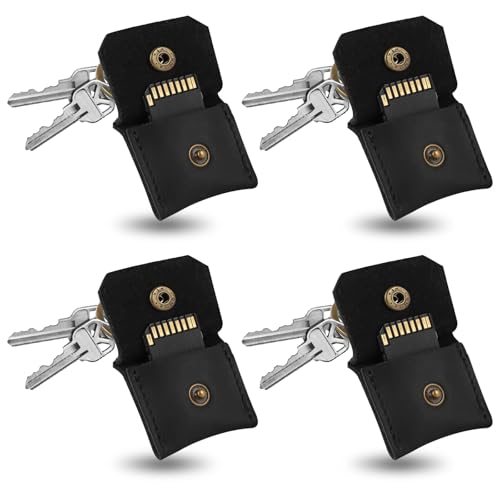 Genuine Leather SD Card Holder Keychain