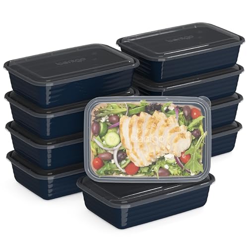 Prep - 20-Piece 1-Compartment Reusable Meal Prep Containers with Lids, PFAS & BPA Free Materials, Durable, Microwave, Freezer, & Dishwasher Safe To Go Food Storage (Navy Blue) (20 Count)