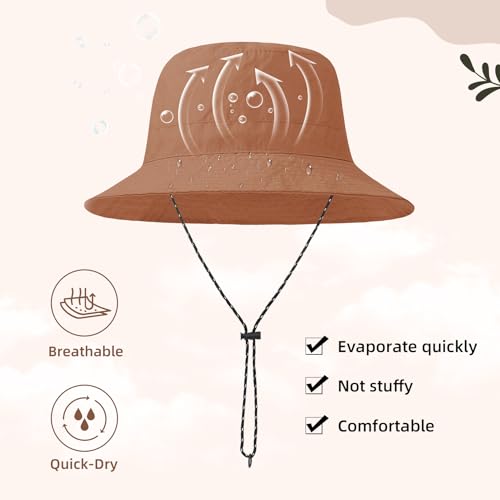 Waterproof Bucket Hats for Woman UPF 50+ Sun Hat Brick Red