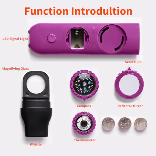 Multifunctional Survival Emergency Whistle for Kids with Compass Hiking Survival (2 Count)