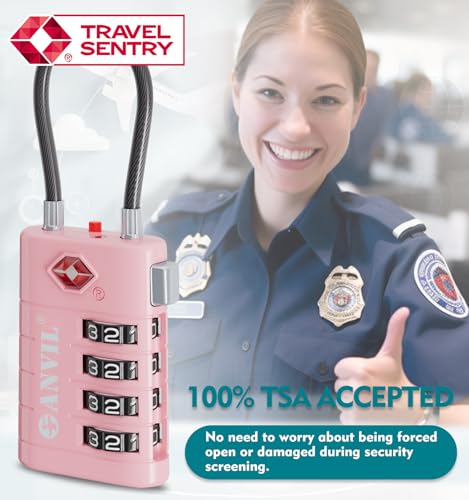 TSA Approved Luggage Locks with Search Alert Indicator (4 Count)