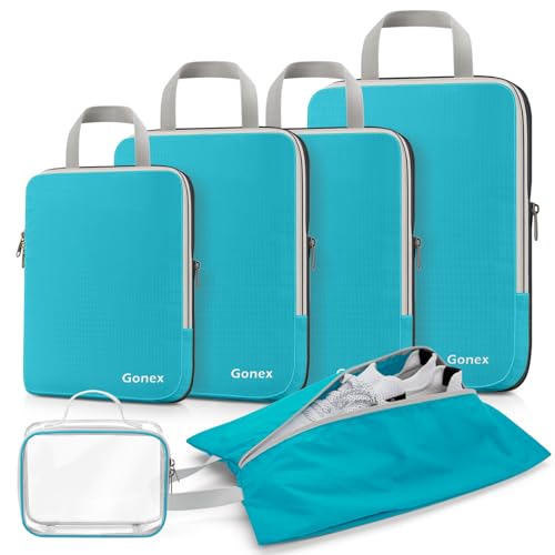 6 Piece Compression Packing Cubes with Shoe Bag (6 Count)