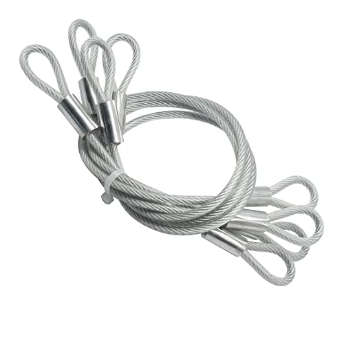 20 inch (50cm) 5mm Stainless Security Cables Tether,Braided Steel Vinyl Coated Safety Strap Luggage Lock,Flexible Wire Lead Chain Leash with Double Loops, Clear 4Pcs (4 Count)