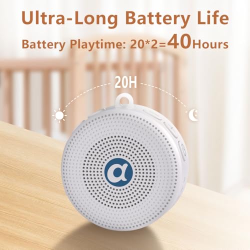 Portable Noise Machine Baby Battery Sound Machine with 30 Soothing Sounds Mini White Noise Machine 32 Volume Level Sleep Machine for 3D Surround Noise Machine for Kid Adult Home Travel