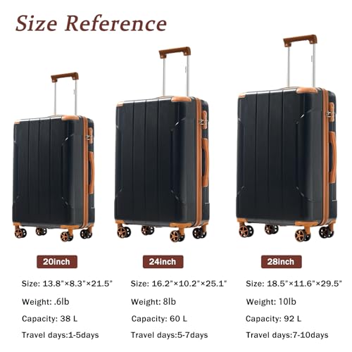 Luggage Sets 3 Piece Hardshell 8 Spinner Wheels Lightweight Suitcase Corner Guards Travel Luggage
