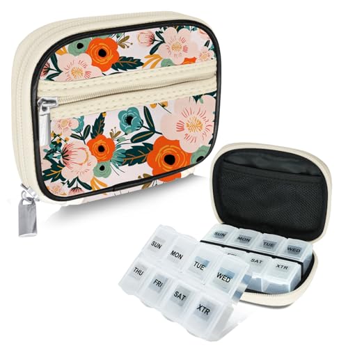 Weekly Travel Pill Organizer Pill Case for Purse with Removable 7 Day Pill Box (2 Count)