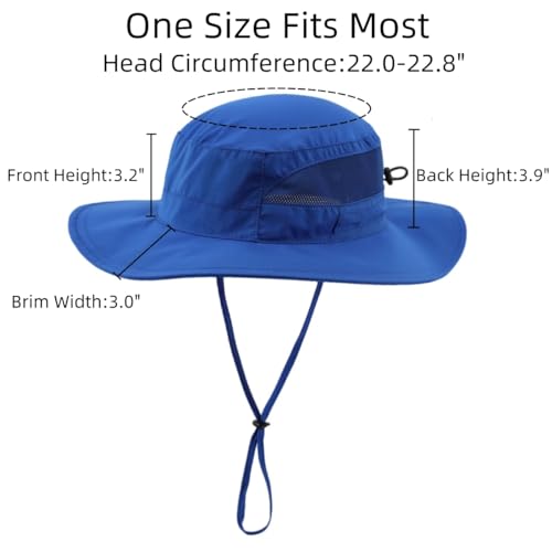 Women's Wide Brim Bucket Sun Hat Quick Dry UPF 50+ Sun Protection Fishing Hat Breathable Beach Hats Royal Blue