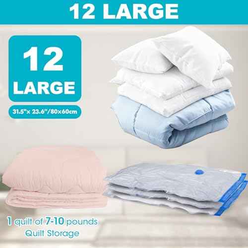 Vacuum Storage Bags with Hand Pump (12 Count)