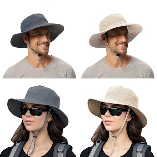 Sun Hat for Men Women Cooling Boonie Hats Breathable Wide Brim Fishing Bucket Hat Beach Hat Safari Hiking Garden Summer UV Protection Army Green