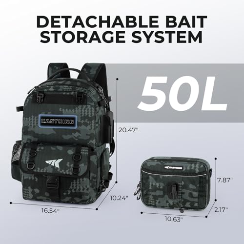 BaitSpace Fishing Backpack with Bait Binder & 2 Rod Holders