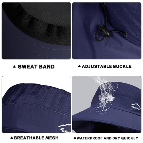 Sun Hat for Men Women with Neck Flap& Removable Face Cover Wide Brim