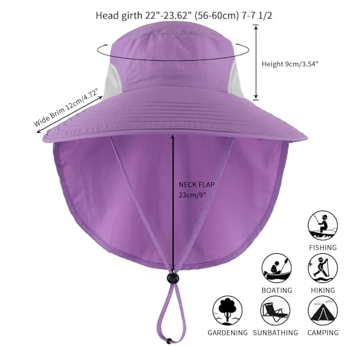 Outdoor UPF50+ Sun Hat Wide Brim Mesh Fishing Hat with Neck Flap