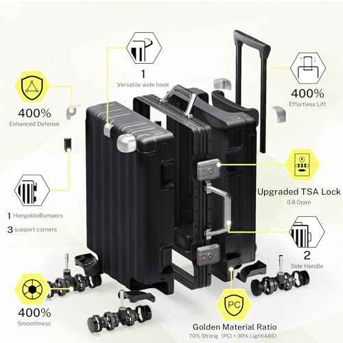 Zipperless Carry On Luggage with Wheels 20 inch Hardshell Suitcase