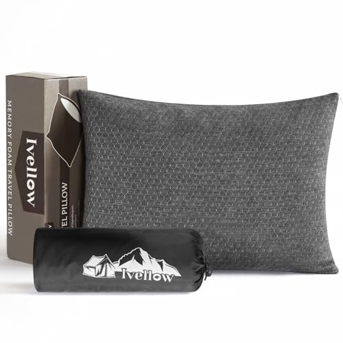 Memory Foam Travel Pillow Compressible Camping Pillow for Sleeping Shredded Memory Foam Pillow Compact Firm Supportive Travel Pillow for Adults Kids Outdoor Backpacking Hiking Essential Gear
