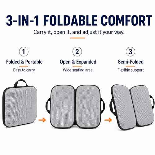 3 in 1 Foldable Gel Seat Cushion Featured with Memory Foam Breathable Seat Cushion for Pressure Relief