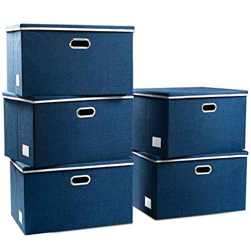 Extra Large Collapsible Storage Bins with Lids [5 (5 Count)