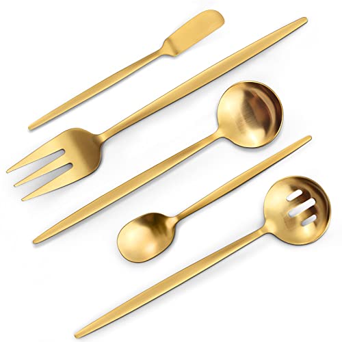 Matte Gold Serving Silverware Set (4 Count)